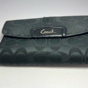Authentic Coach Ashley Signature Black Trifold Wallet